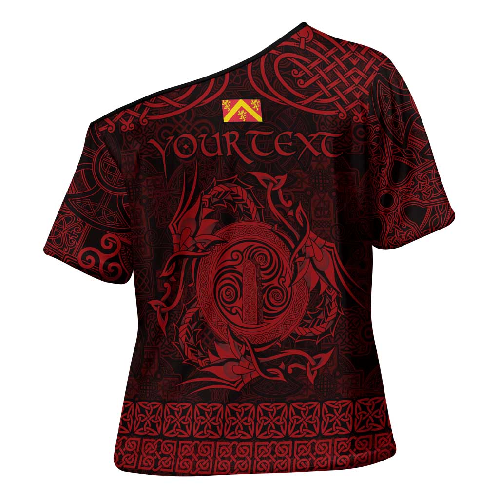 Personalized Anglesey Ynys Mon Cross Shoulder Shirt Red Standing Stone Celtic-inspired - Wonder Print Shop