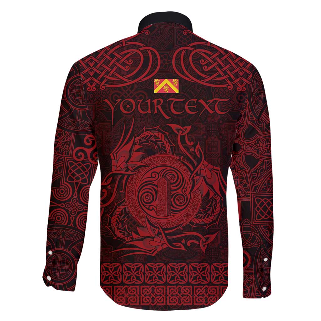 Personalized Anglesey Ynys Mon Family Matching Long Sleeve Bodycon Dress and Hawaiian Shirt Red Standing Stone Celtic-inspired - Wonder Print Shop