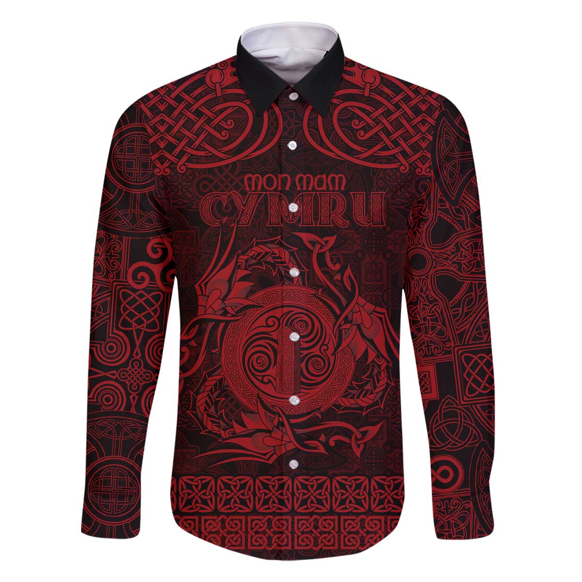 Personalized Anglesey Ynys Mon Family Matching Off The Shoulder Long Sleeve Dress and Hawaiian Shirt Red Standing Stone Celtic-inspired - Wonder Print Shop