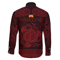 Personalized Anglesey Ynys Mon Family Matching Off The Shoulder Long Sleeve Dress and Hawaiian Shirt Red Standing Stone Celtic-inspired - Wonder Print Shop