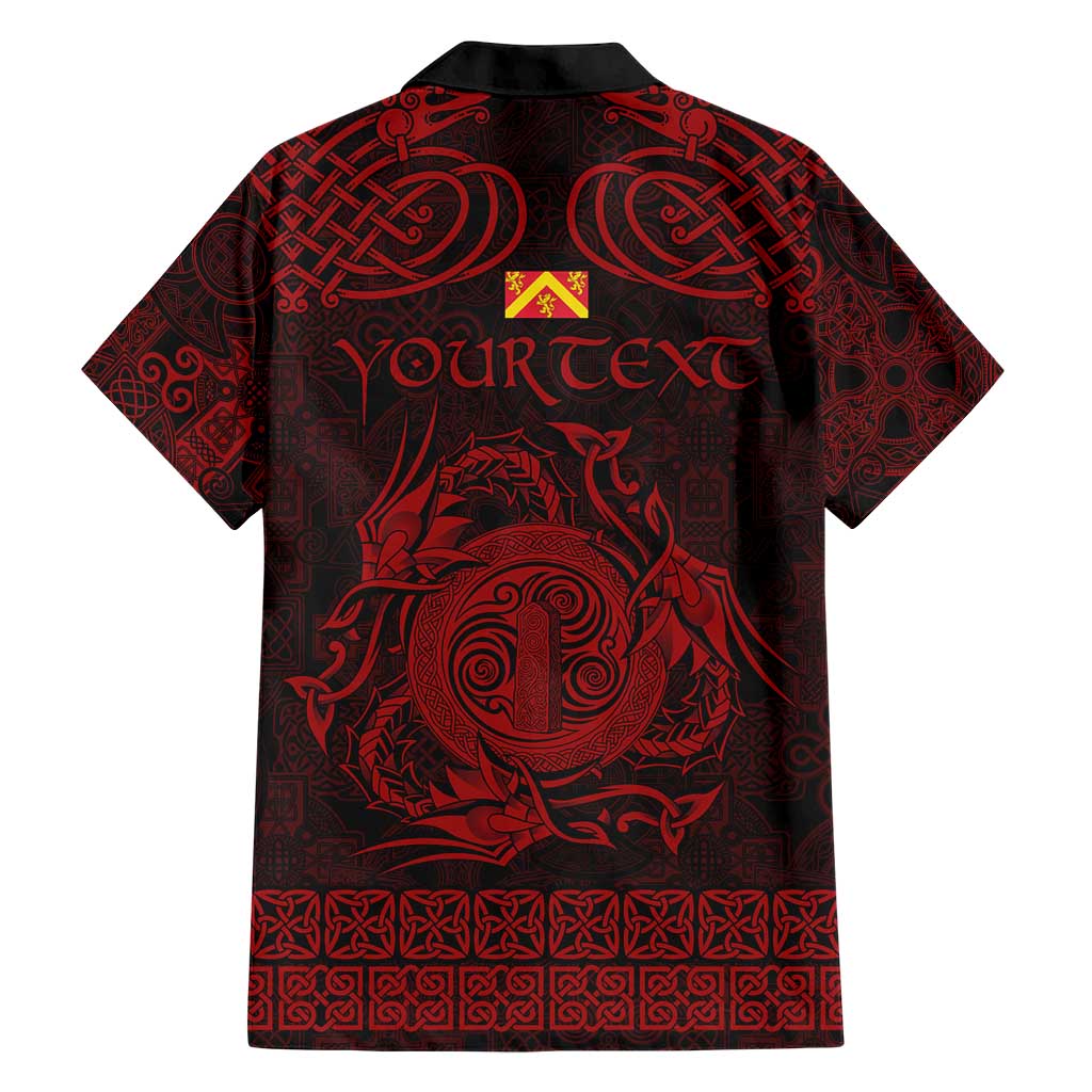 Personalized Anglesey Ynys Mon Family Matching Short Sleeve Bodycon Dress and Hawaiian Shirt Red Standing Stone Celtic-inspired - Wonder Print Shop