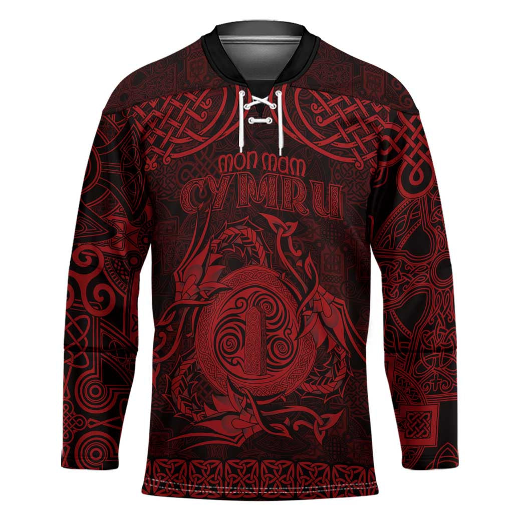 Personalized Anglesey Ynys Mon Hockey Jersey Red Standing Stone Celtic-inspired - Wonder Print Shop