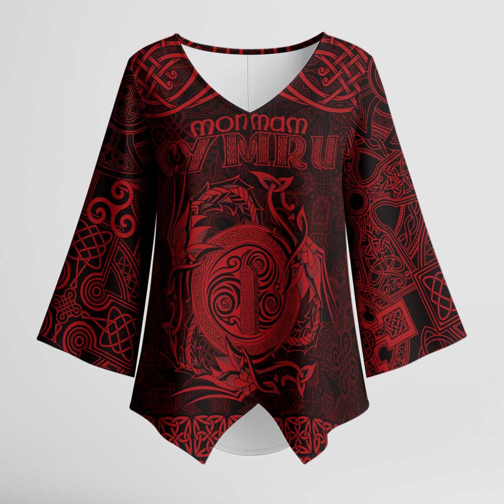 Personalized Anglesey Ynys Mon Kimono Sleeve Blouse Red Standing Stone Celtic-inspired - Wonder Print Shop
