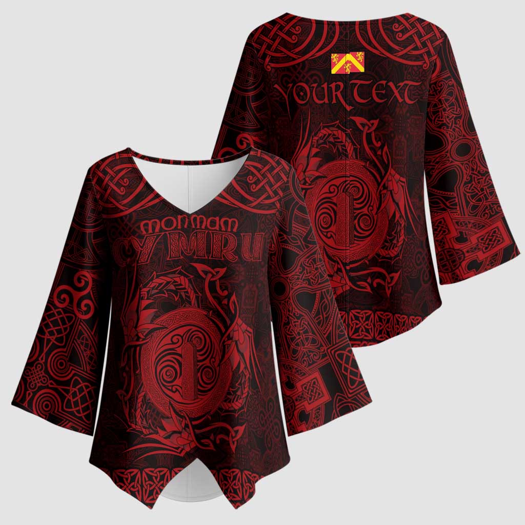 Personalized Anglesey Ynys Mon Kimono Sleeve Blouse Red Standing Stone Celtic-inspired - Wonder Print Shop