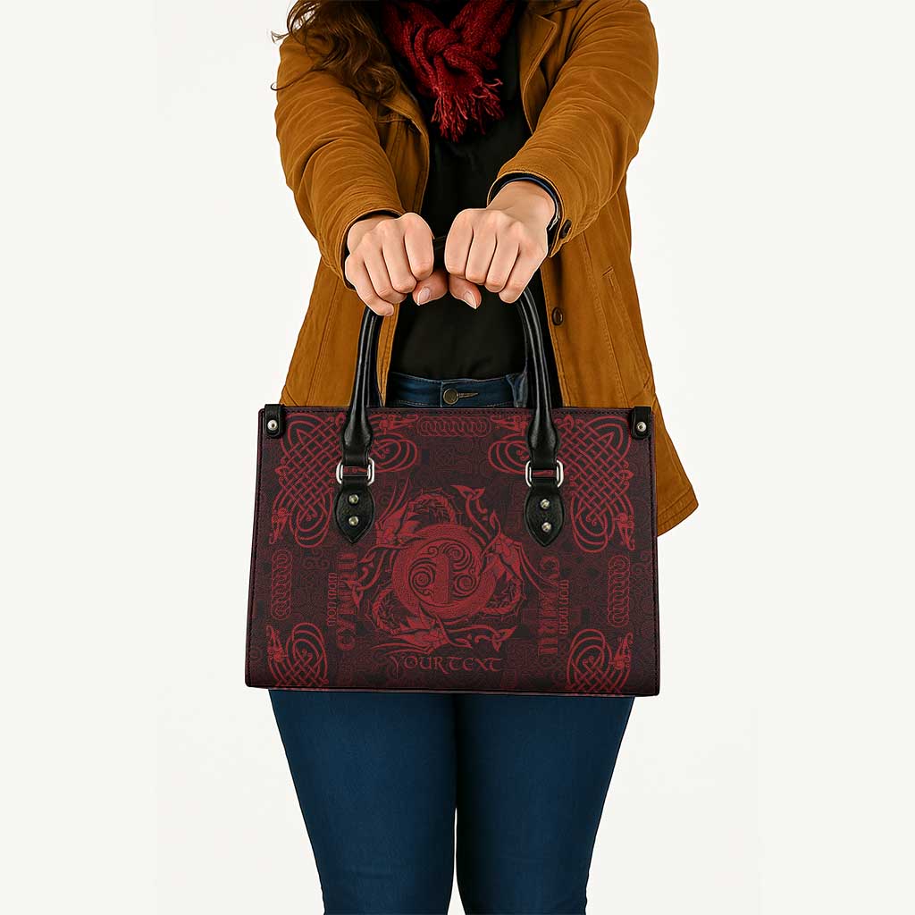 Personalized Anglesey Ynys Mon Leather Bag Red Standing Stone Celtic-inspired - Wonder Print Shop