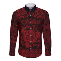 Personalized Anglesey Ynys Mon Long Sleeve Button Shirt Red Standing Stone Celtic-inspired - Wonder Print Shop
