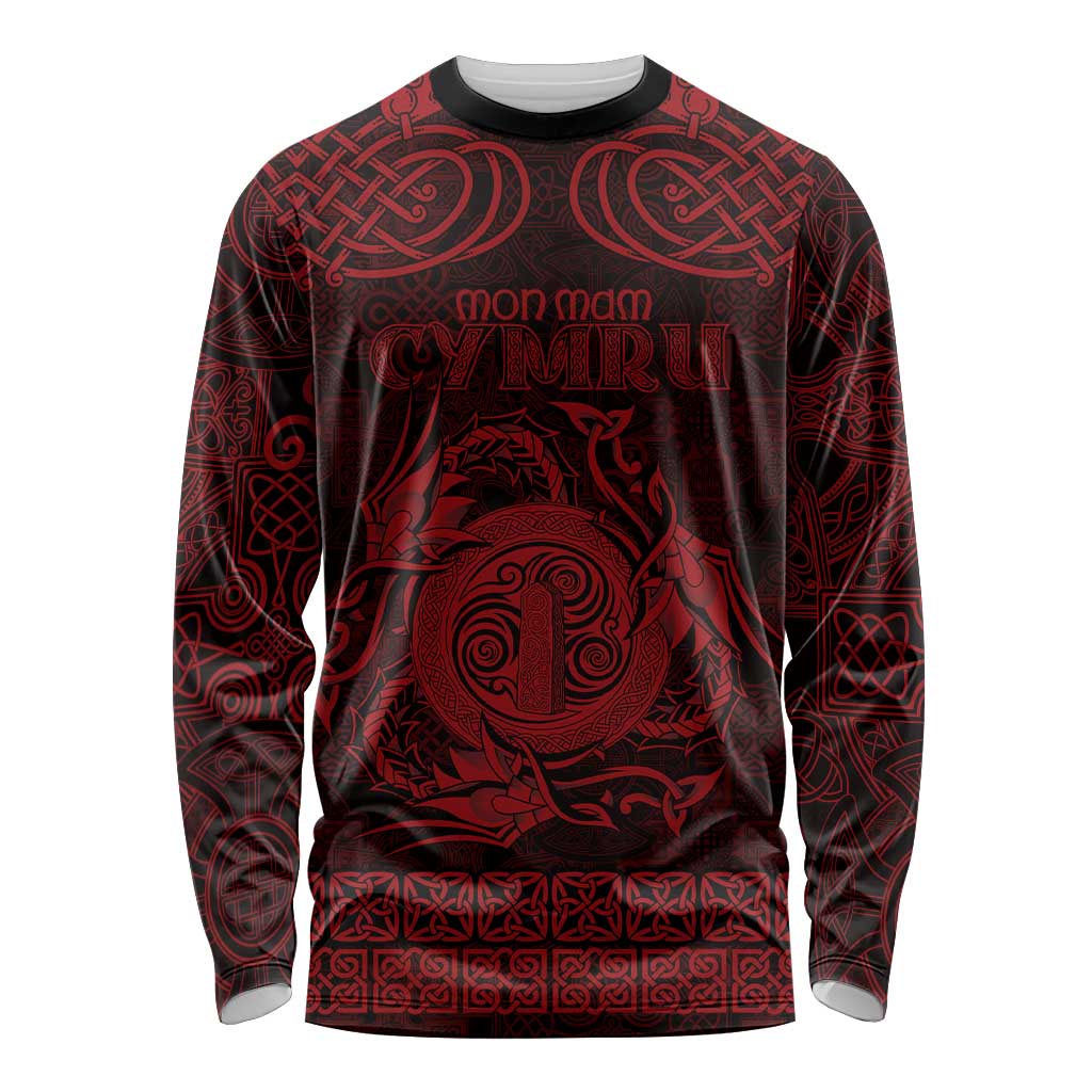 Personalized Anglesey Ynys Mon Long Sleeve Shirt Red Standing Stone Celtic-inspired - Wonder Print Shop
