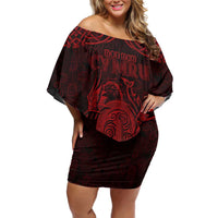 Personalized Anglesey Ynys Mon Off Shoulder Short Dress Red Standing Stone Celtic-inspired - Wonder Print Shop