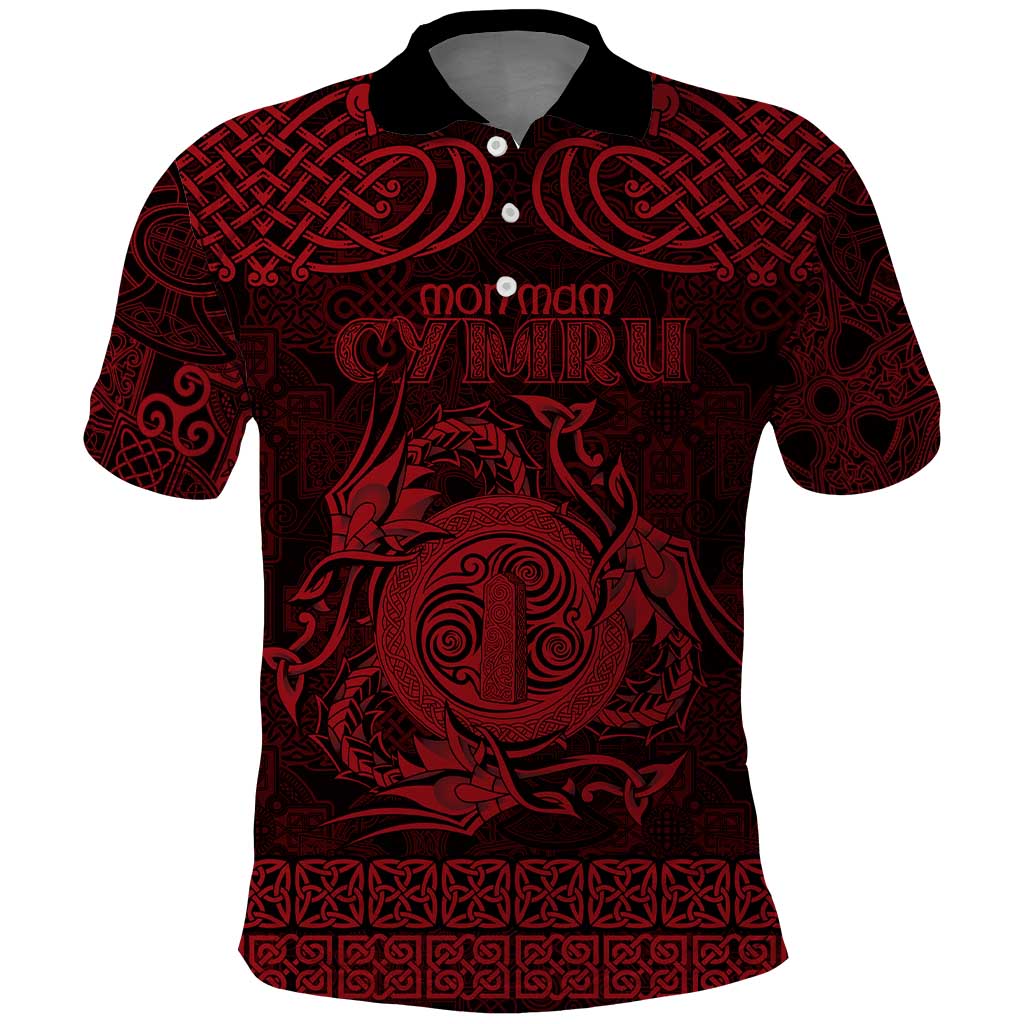 Personalized Anglesey Ynys Mon Polo Shirt Red Standing Stone Celtic-inspired - Wonder Print Shop