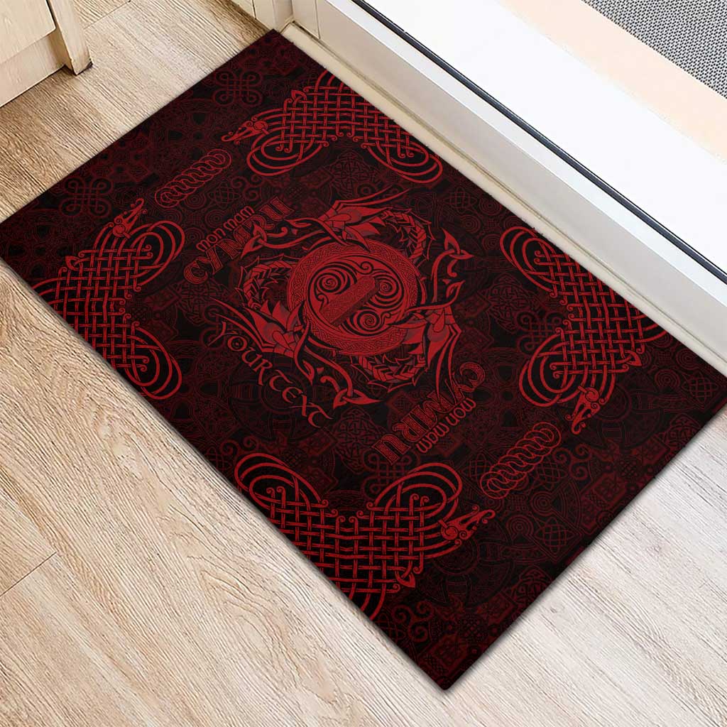 Personalized Anglesey Ynys Mon Rubber Doormat Red Standing Stone Celtic-inspired - Wonder Print Shop