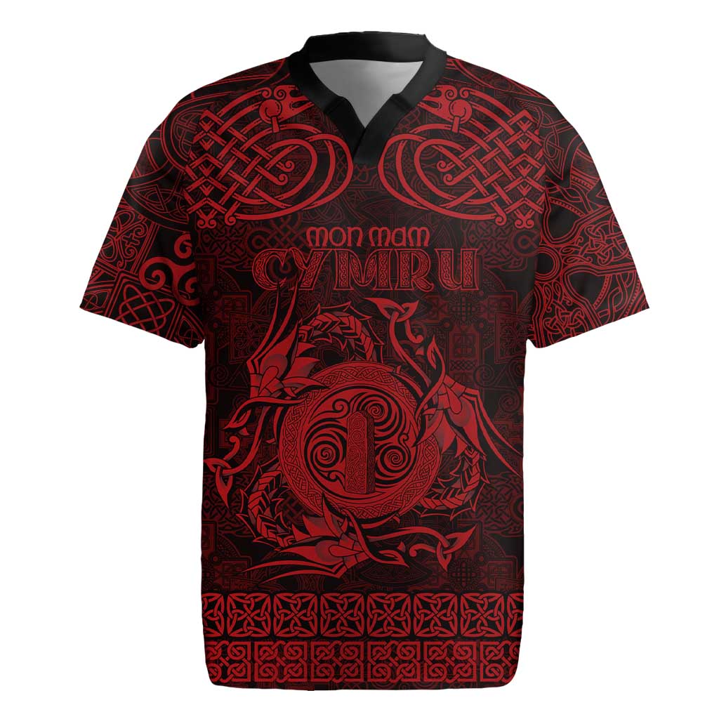 Personalized Anglesey Ynys Mon Rugby Jersey Red Standing Stone Celtic-inspired - Wonder Print Shop
