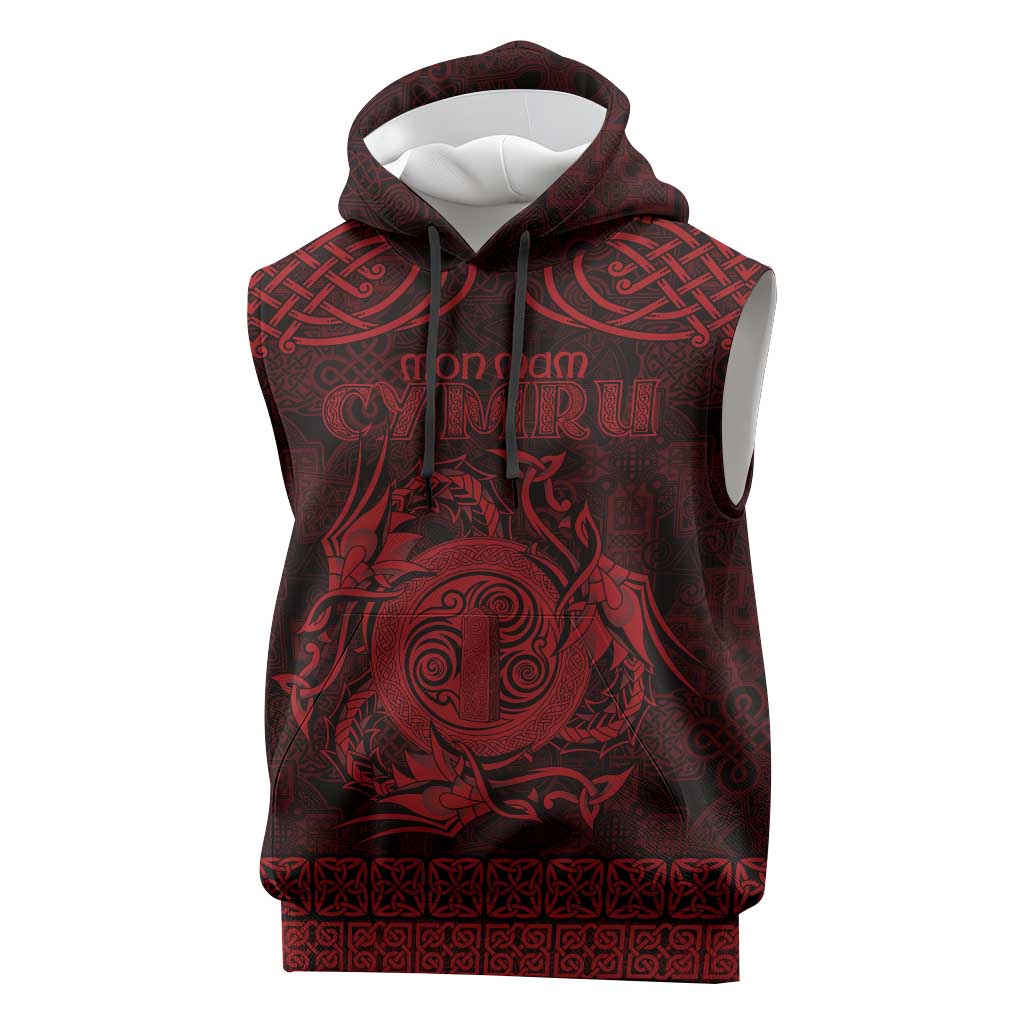 Personalized Anglesey Ynys Mon Sleeveless Hoodie Red Standing Stone Celtic-inspired - Wonder Print Shop