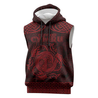 Personalized Anglesey Ynys Mon Sleeveless Hoodie Red Standing Stone Celtic-inspired - Wonder Print Shop