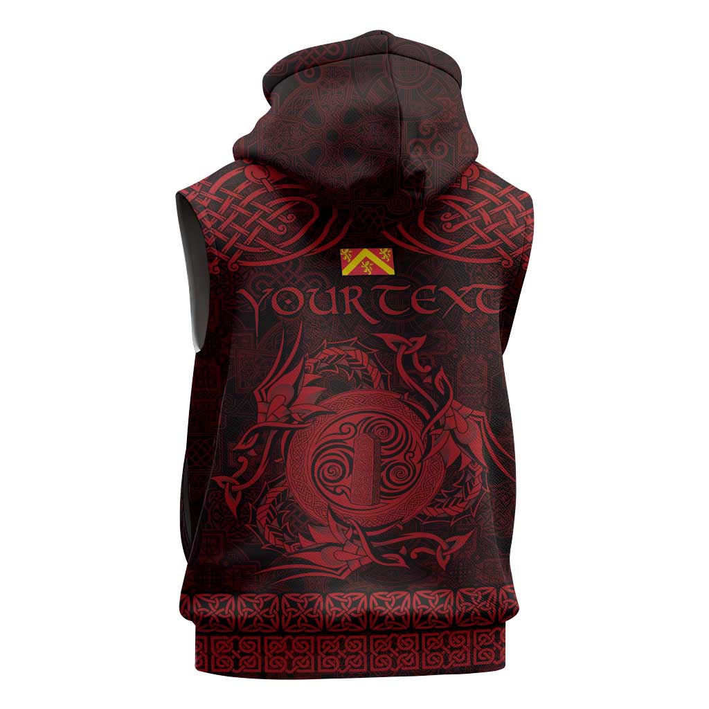 Personalized Anglesey Ynys Mon Sleeveless Zip Hoodie Red Standing Stone Celtic-inspired - Wonder Print Shop