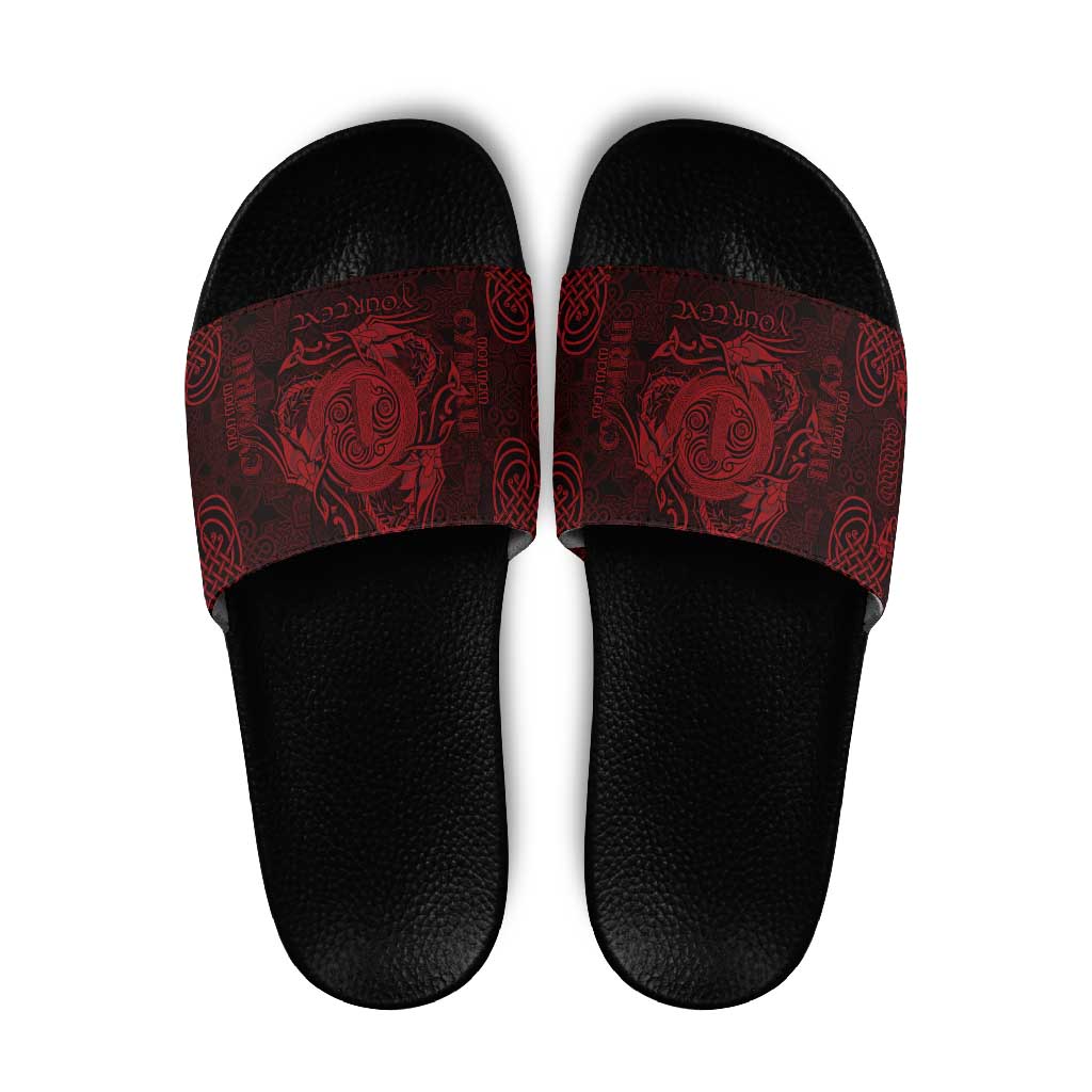 Personalized Anglesey Ynys Mon Slide Sandals Red Standing Stone Celtic-inspired - Wonder Print Shop