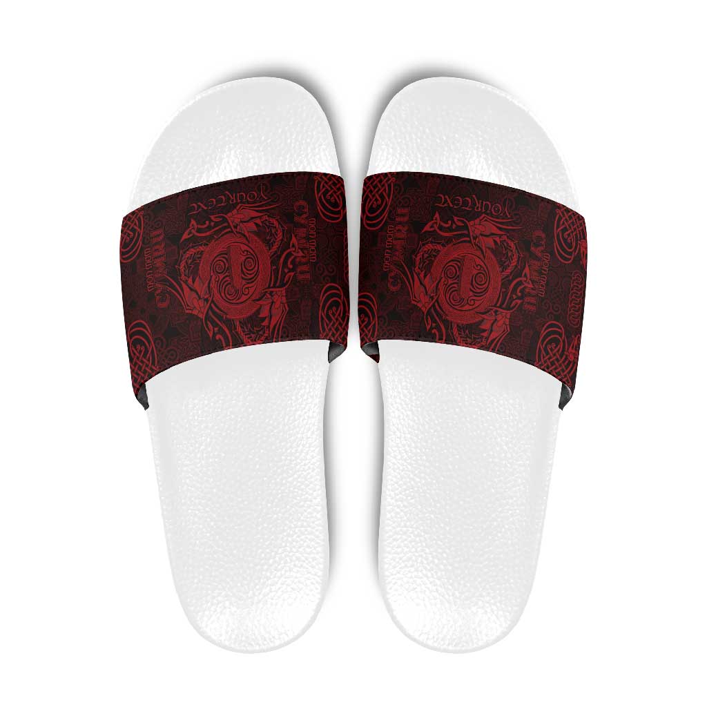 Personalized Anglesey Ynys Mon Slide Sandals Red Standing Stone Celtic-inspired - Wonder Print Shop