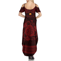 Personalized Anglesey Ynys Mon Summer Maxi Dress Red Standing Stone Celtic-inspired - Wonder Print Shop
