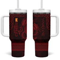 Personalized Anglesey Ynys Mon Tumbler With Handle Red Standing Stone Celtic-inspired - Wonder Print Shop