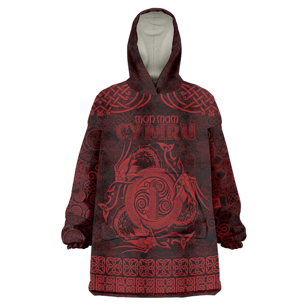 Personalized Anglesey Ynys Mon Wearable Blanket Hoodie Red Standing Stone Celtic-inspired - Wonder Print Shop