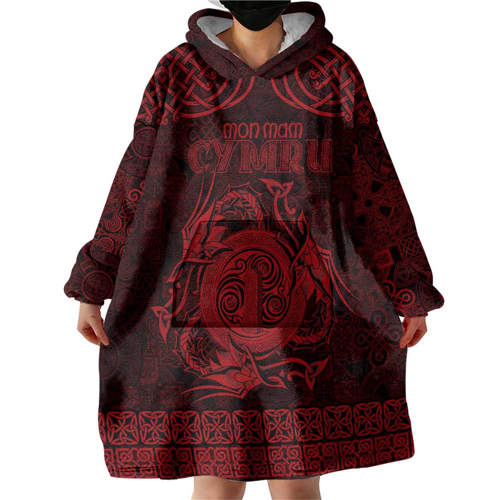 Personalized Anglesey Ynys Mon Wearable Blanket Hoodie Red Standing Stone Celtic-inspired - Wonder Print Shop