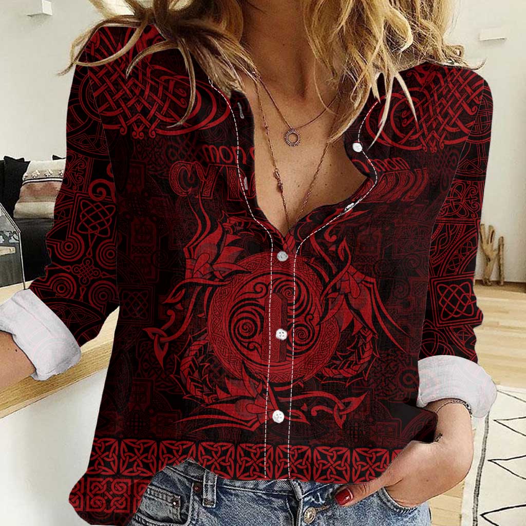 Personalized Anglesey Ynys Mon Women Casual Shirt Red Standing Stone Celtic-inspired - Wonder Print Shop