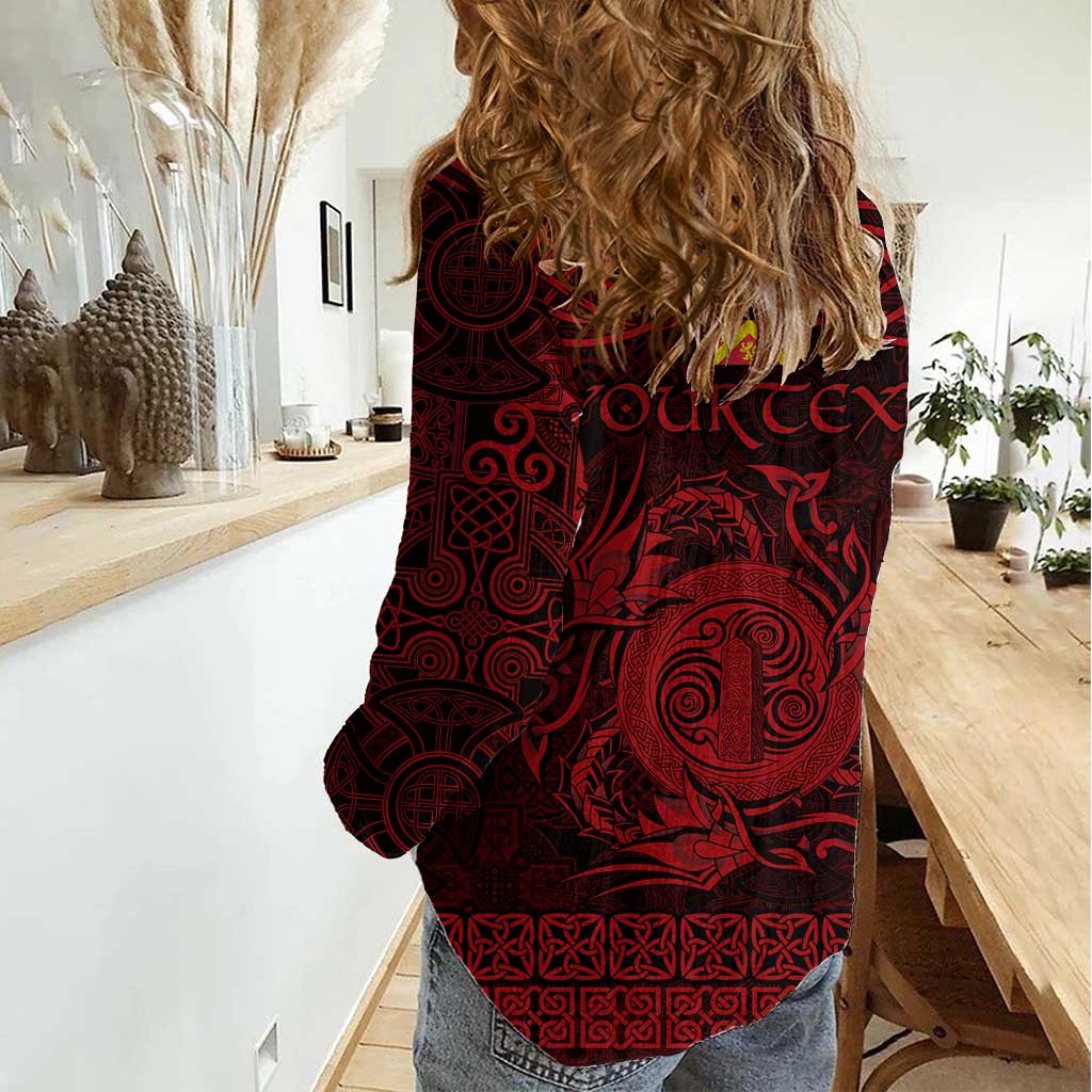 Personalized Anglesey Ynys Mon Women Casual Shirt Red Standing Stone Celtic-inspired - Wonder Print Shop