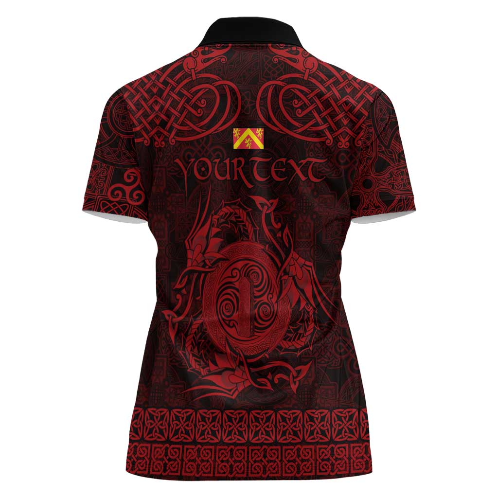 Personalized Anglesey Ynys Mon Women Polo Shirt Red Standing Stone Celtic-inspired - Wonder Print Shop