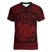 Personalized Anglesey Ynys Mon Women V-Neck T-Shirt Red Standing Stone Celtic-inspired - Wonder Print Shop