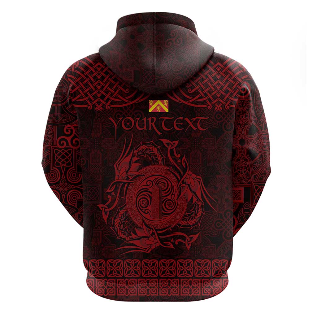 Personalized Anglesey Ynys Mon Zip Hoodie Red Standing Stone Celtic-inspired - Wonder Print Shop