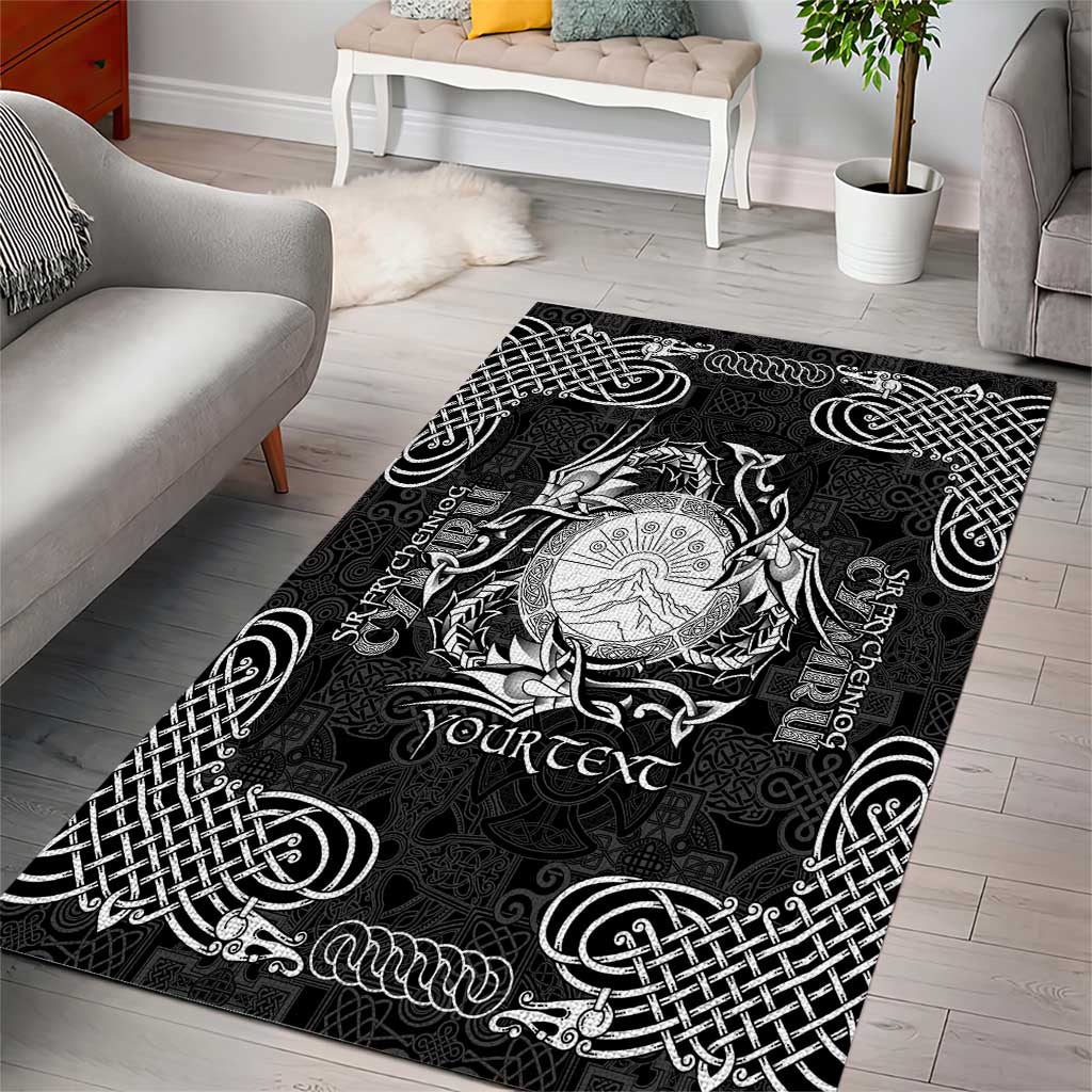 Personalized Brecknockshire Sir Frycheiniog Area Rug Black Brecon Beacons Mountain Celtic-inspired - Wonder Print Shop