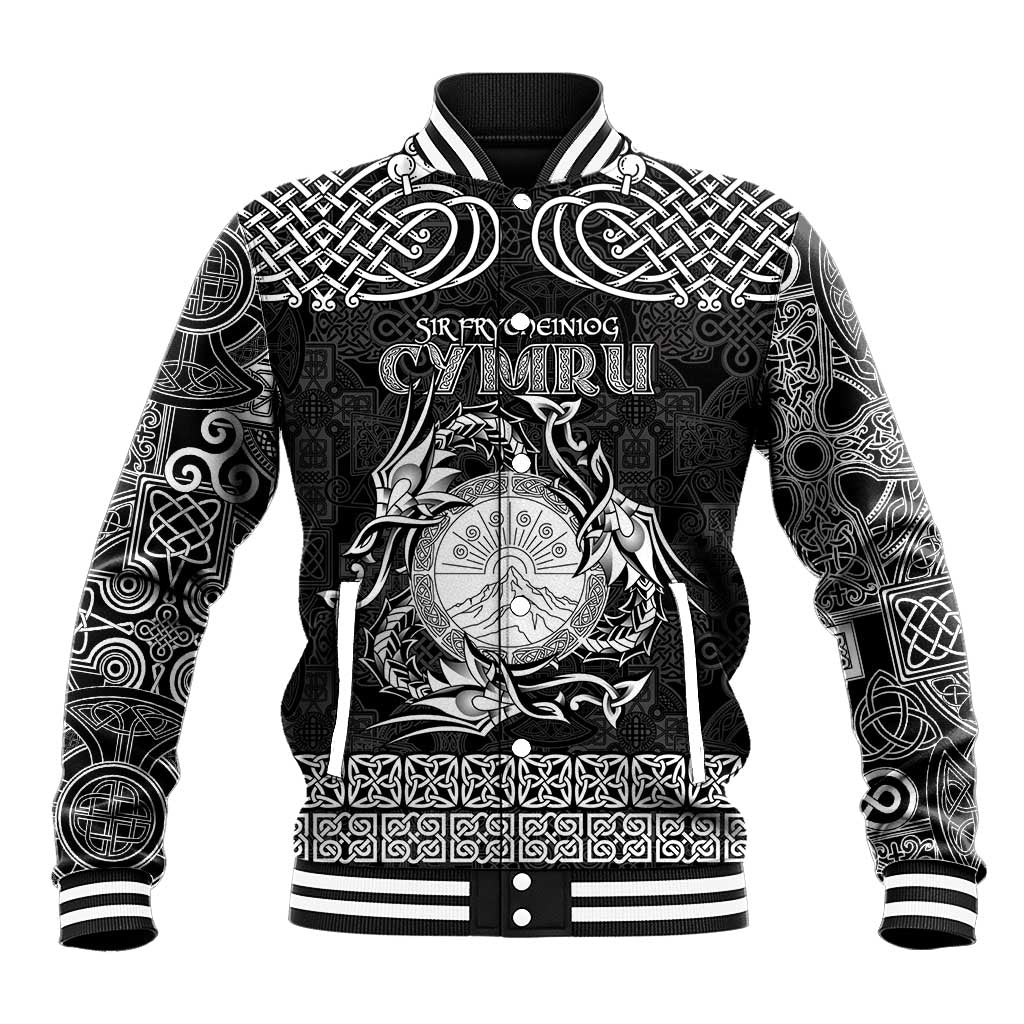 Personalized Brecknockshire Sir Frycheiniog Baseball Jacket Black Brecon Beacons Mountain Celtic-inspired - Wonder Print Shop