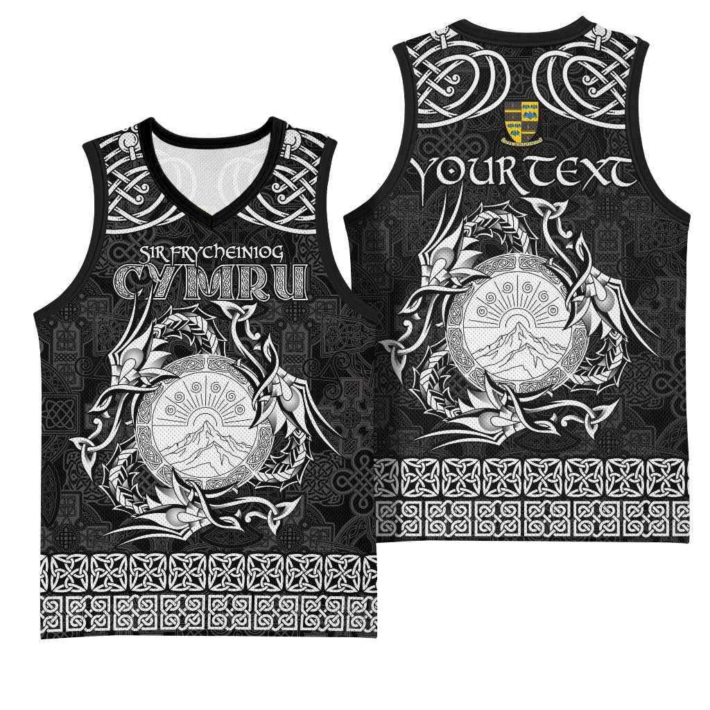 Personalized Brecknockshire Sir Frycheiniog Basketball Jersey Black Brecon Beacons Mountain Celtic-inspired - Wonder Print Shop