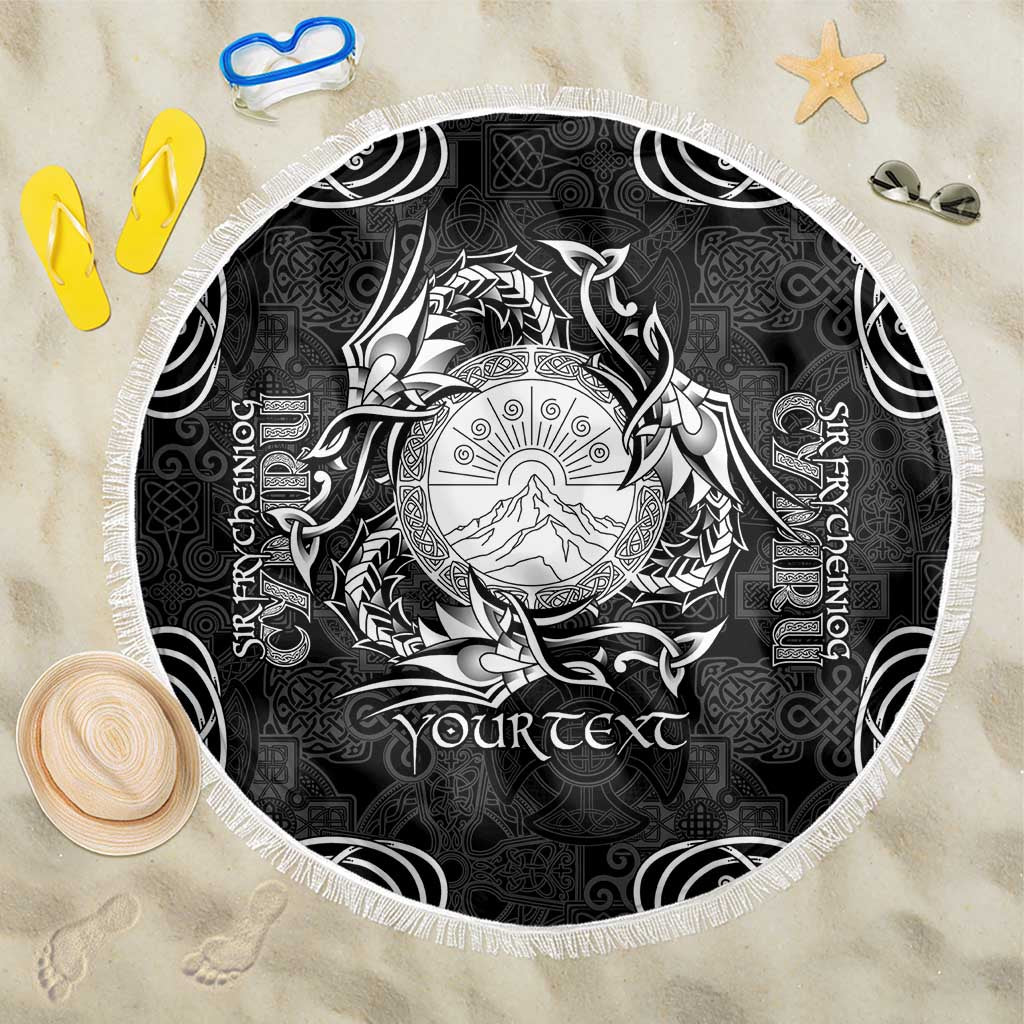 Personalized Brecknockshire Sir Frycheiniog Beach Blanket Black Brecon Beacons Mountain Celtic-inspired - Wonder Print Shop