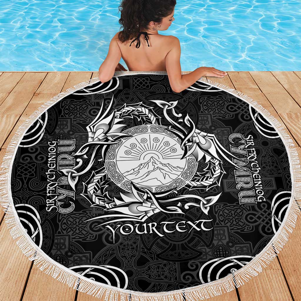 Personalized Brecknockshire Sir Frycheiniog Beach Blanket Black Brecon Beacons Mountain Celtic-inspired - Wonder Print Shop