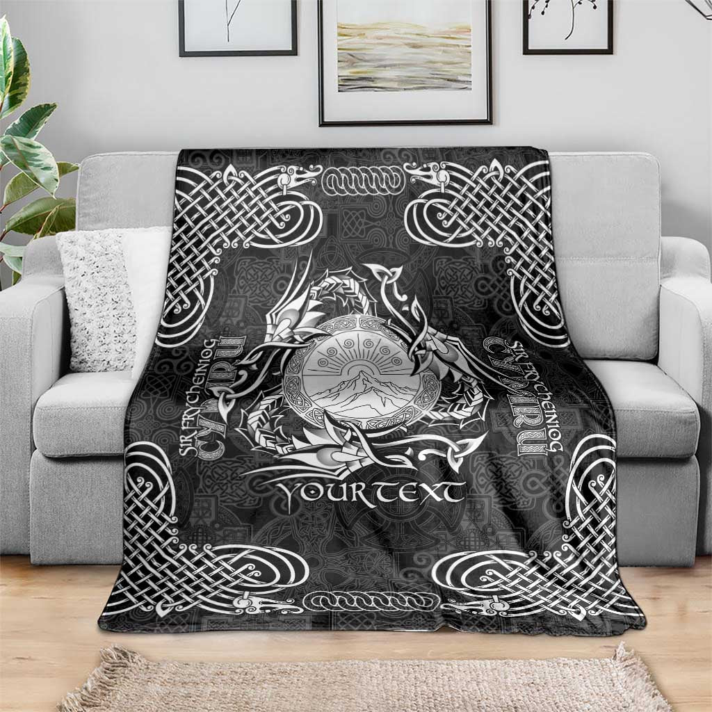 Personalized Brecknockshire Sir Frycheiniog Blanket Black Brecon Beacons Mountain Celtic-inspired - Wonder Print Shop