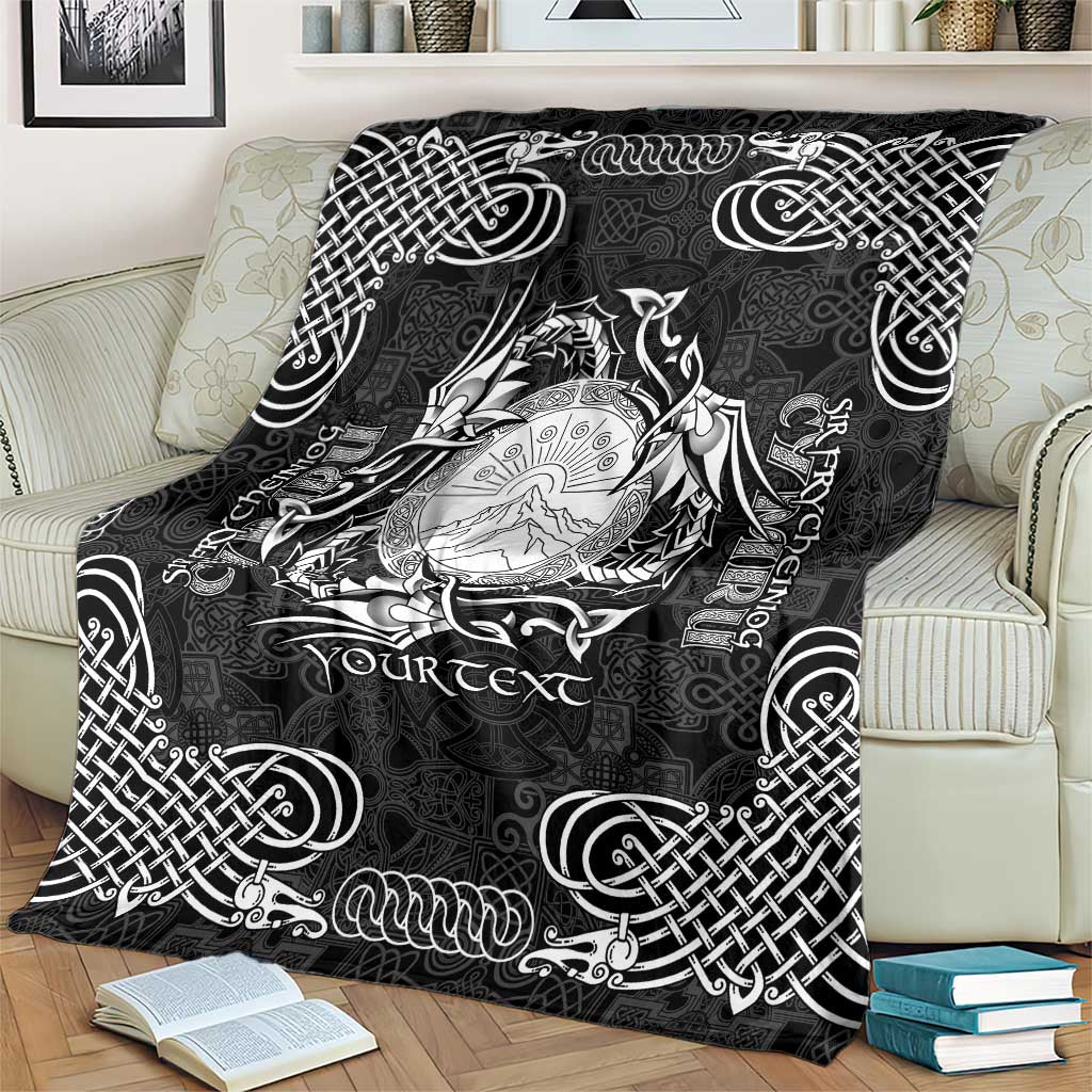 Personalized Brecknockshire Sir Frycheiniog Blanket Black Brecon Beacons Mountain Celtic-inspired - Wonder Print Shop