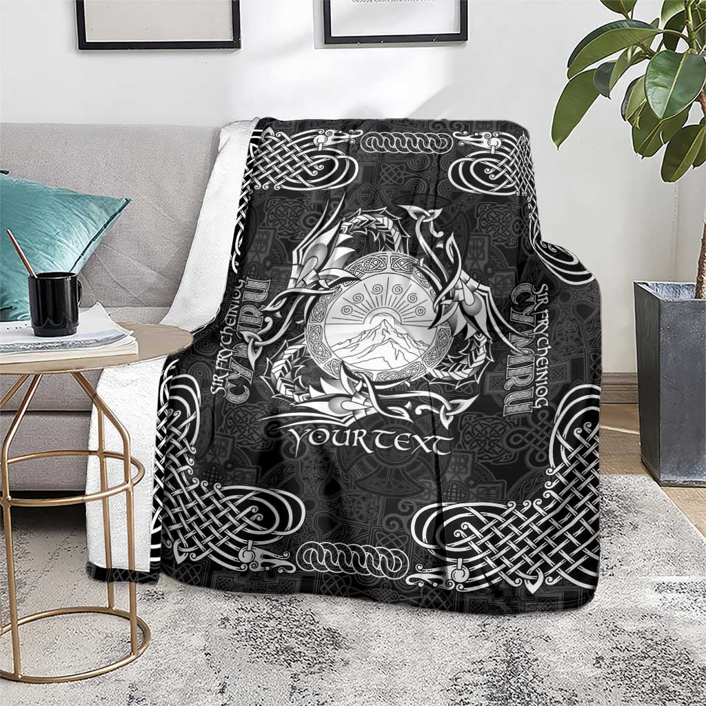 Personalized Brecknockshire Sir Frycheiniog Blanket Black Brecon Beacons Mountain Celtic-inspired - Wonder Print Shop