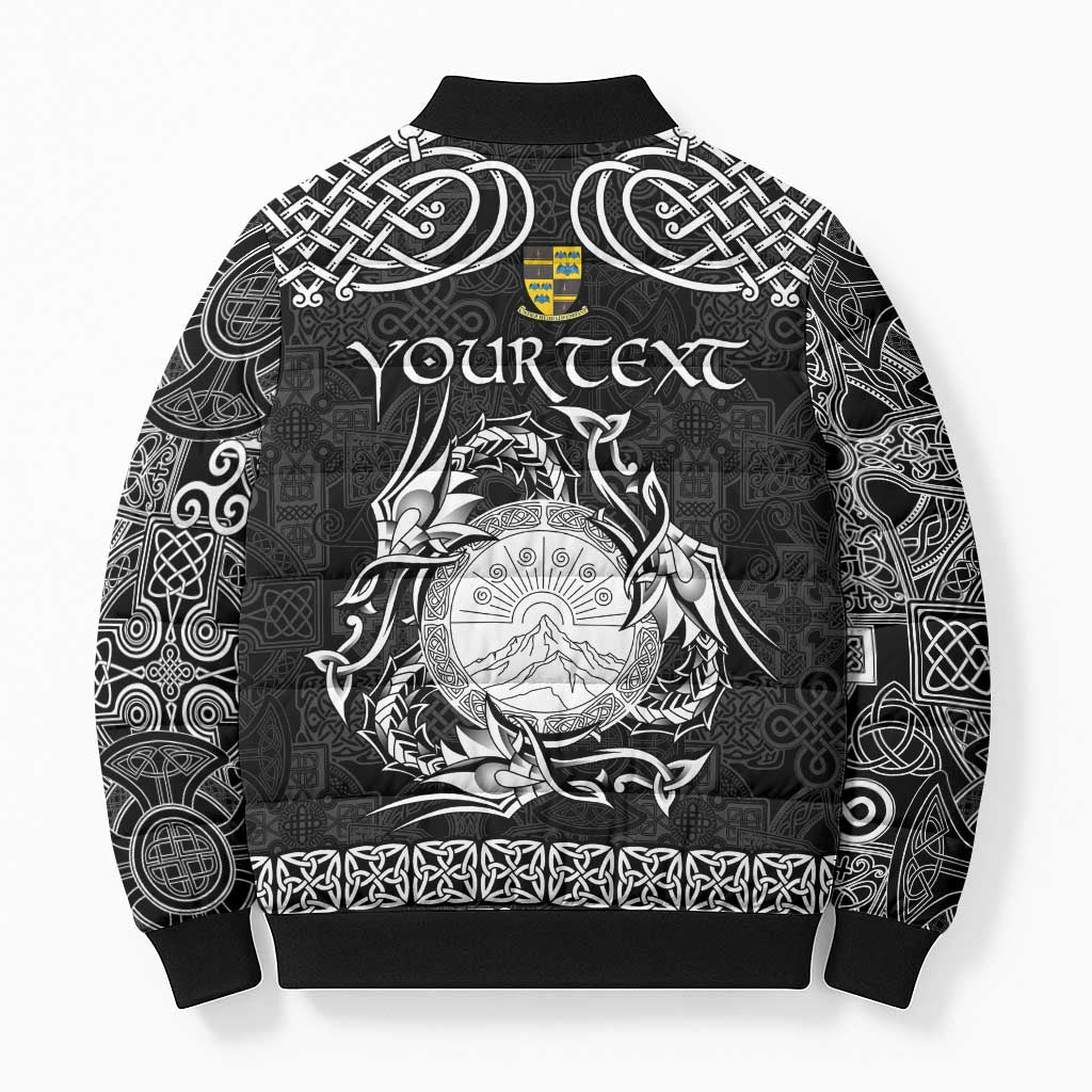 Personalized Brecknockshire Sir Frycheiniog Bomber Puffer Jacket Black Brecon Beacons Mountain Celtic-inspired - Wonder Print Shop