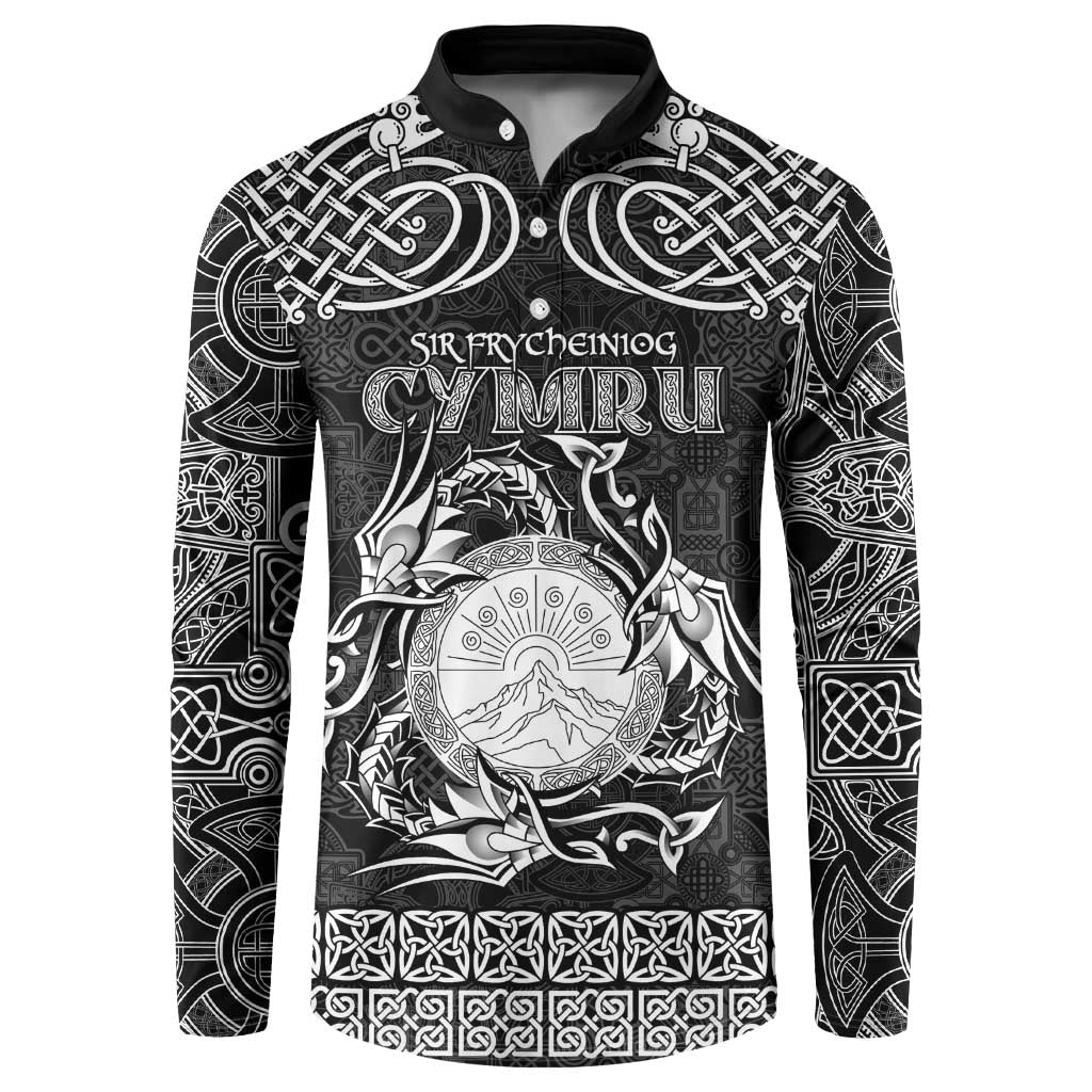 Personalized Brecknockshire Sir Frycheiniog Button Sweatshirt Black Brecon Beacons Mountain Celtic-inspired - Wonder Print Shop