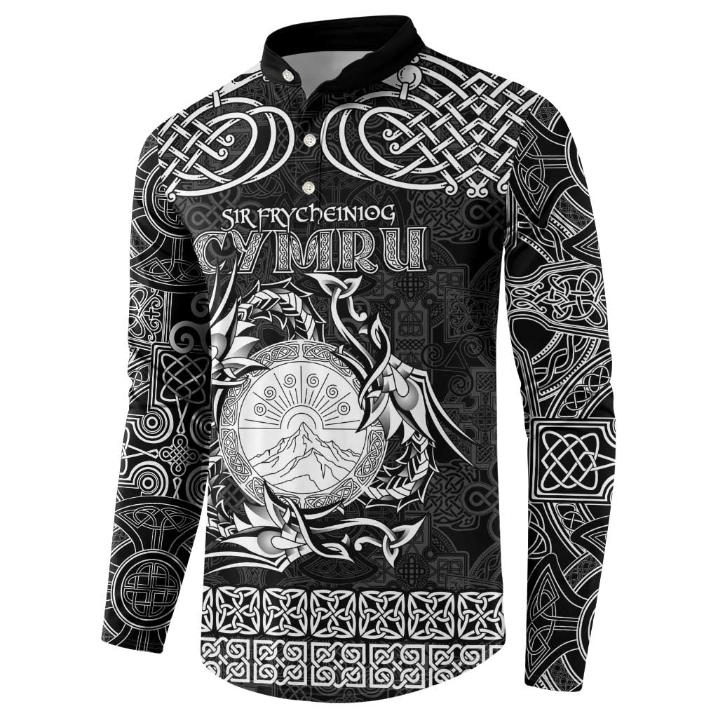 Personalized Brecknockshire Sir Frycheiniog Button Sweatshirt Black Brecon Beacons Mountain Celtic-inspired - Wonder Print Shop