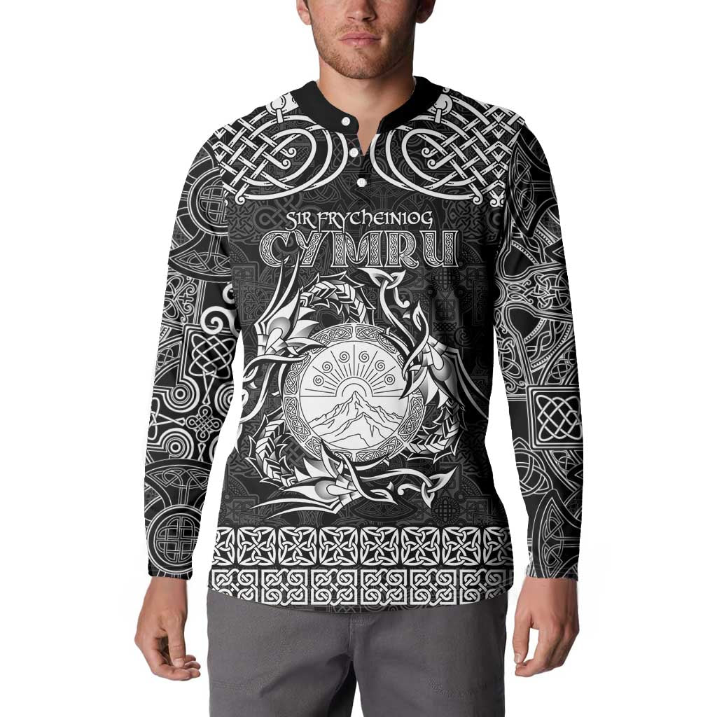 Personalized Brecknockshire Sir Frycheiniog Button Sweatshirt Black Brecon Beacons Mountain Celtic-inspired - Wonder Print Shop