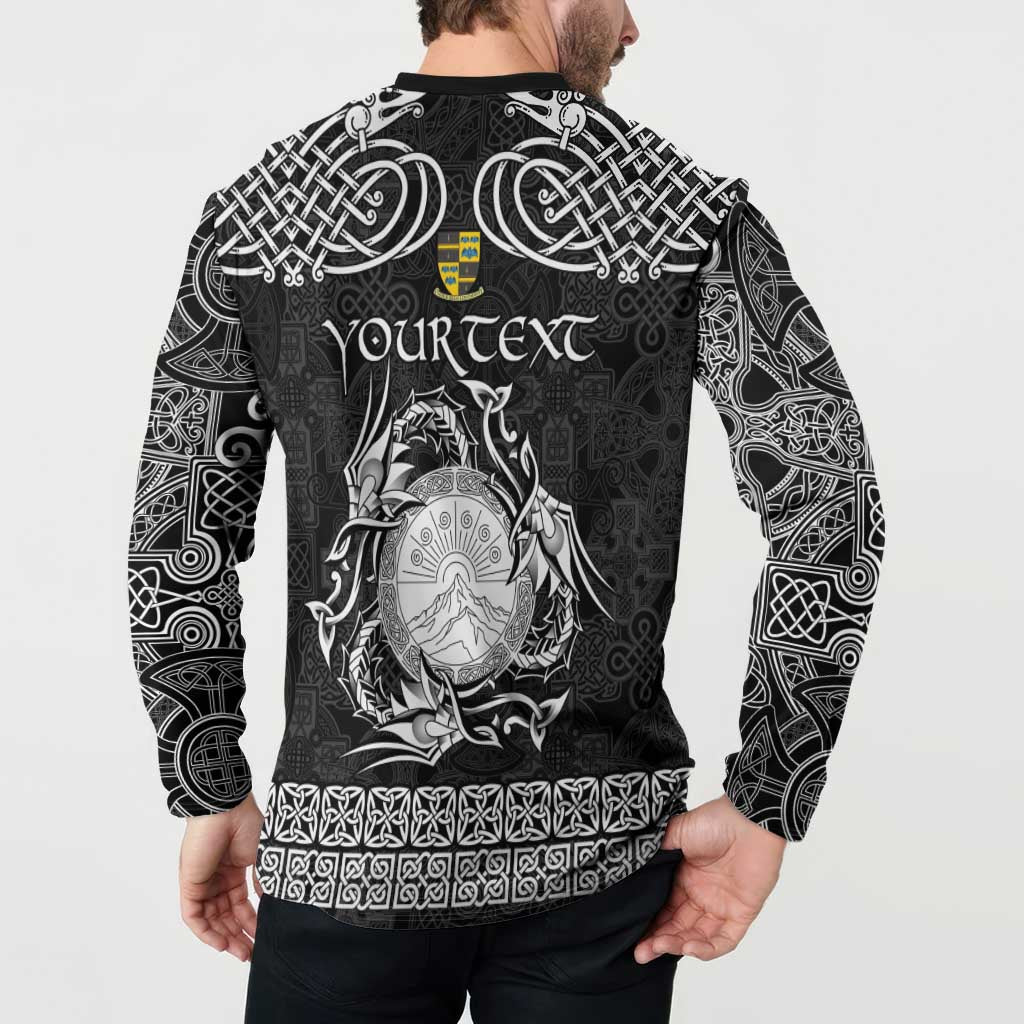 Personalized Brecknockshire Sir Frycheiniog Button Sweatshirt Black Brecon Beacons Mountain Celtic-inspired - Wonder Print Shop