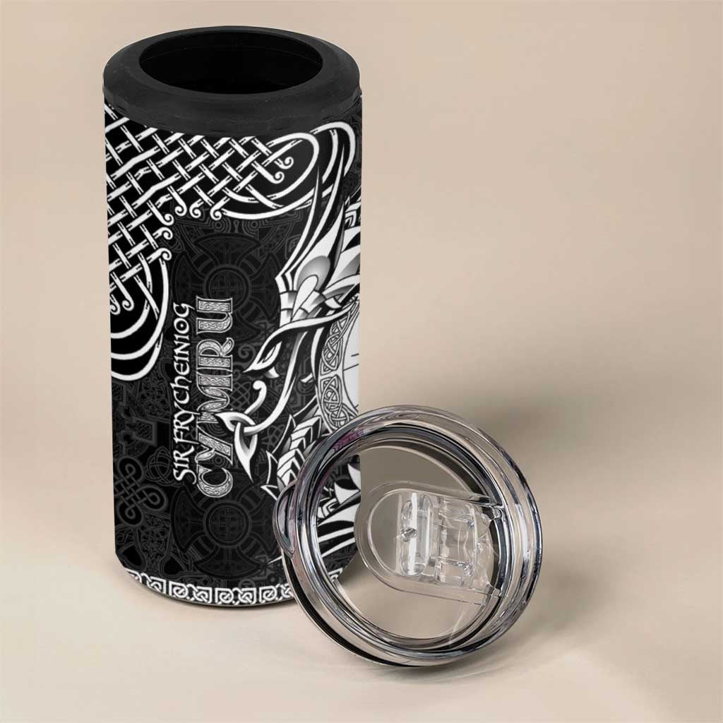 Personalized Brecknockshire Sir Frycheiniog 4 in 1 Can Cooler Tumbler Black Brecon Beacons Mountain Celtic-inspired - Wonder Print Shop