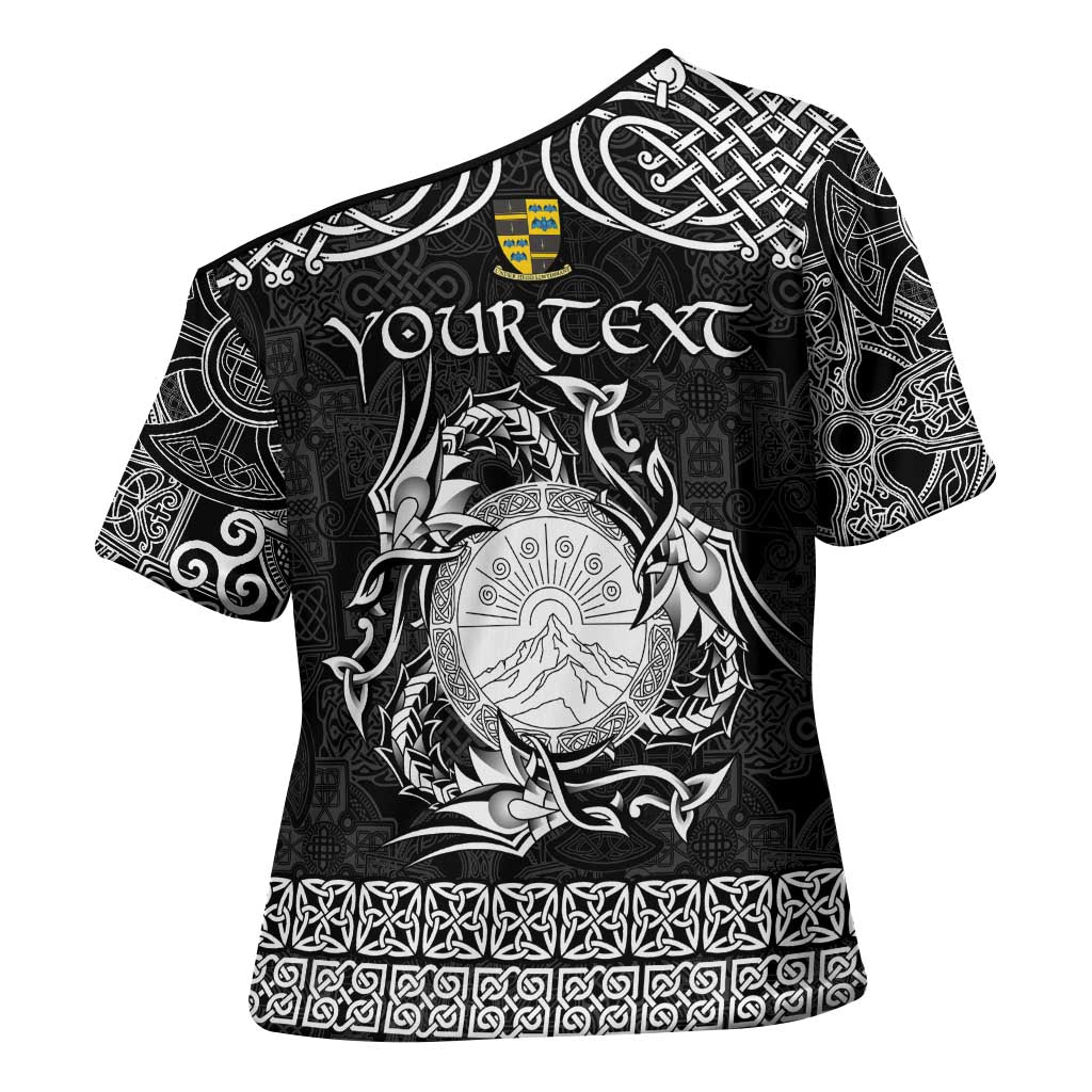 Personalized Brecknockshire Sir Frycheiniog Cross Shoulder Shirt Black Brecon Beacons Mountain Celtic-inspired - Wonder Print Shop
