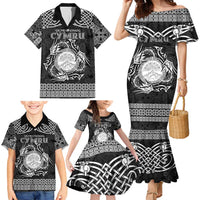 Personalized Brecknockshire Sir Frycheiniog Family Matching Mermaid Dress and Hawaiian Shirt Black Brecon Beacons Mountain Celtic-inspired - Wonder Print Shop