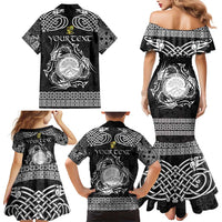 Personalized Brecknockshire Sir Frycheiniog Family Matching Mermaid Dress and Hawaiian Shirt Black Brecon Beacons Mountain Celtic-inspired - Wonder Print Shop