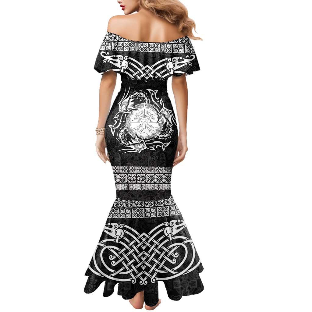 Personalized Brecknockshire Sir Frycheiniog Family Matching Mermaid Dress and Hawaiian Shirt Black Brecon Beacons Mountain Celtic-inspired - Wonder Print Shop