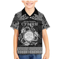 Personalized Brecknockshire Sir Frycheiniog Family Matching Mermaid Dress and Hawaiian Shirt Black Brecon Beacons Mountain Celtic-inspired - Wonder Print Shop