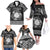 Personalized Brecknockshire Sir Frycheiniog Family Matching Off The Shoulder Long Sleeve Dress and Hawaiian Shirt Black Brecon Beacons Mountain Celtic-inspired - Wonder Print Shop