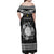 Personalized Brecknockshire Sir Frycheiniog Family Matching Off Shoulder Maxi Dress and Hawaiian Shirt Black Brecon Beacons Mountain Celtic-inspired - Wonder Print Shop
